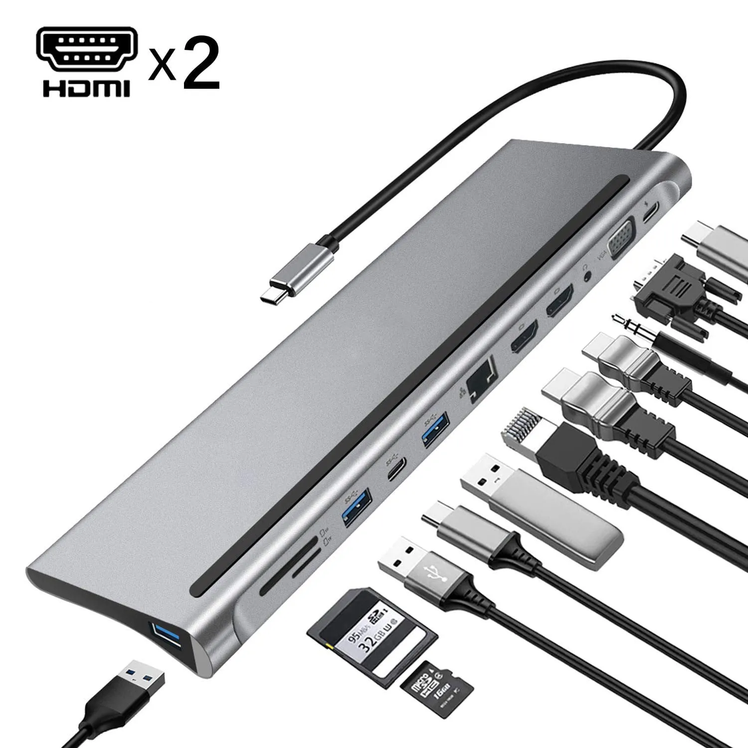 12-in-1 Hub  Type-C Extended Multi-Function Expansion Dock USB-C for Apple Computer Converter