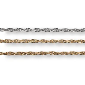 14K, 18KY & Platinum Rope Chain 1.1 mm-Sold by the Inch