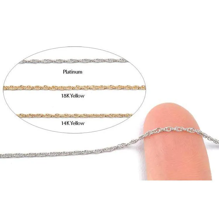 14K, 18KY & Platinum Rope Chain 1.1 mm-Sold by the Inch