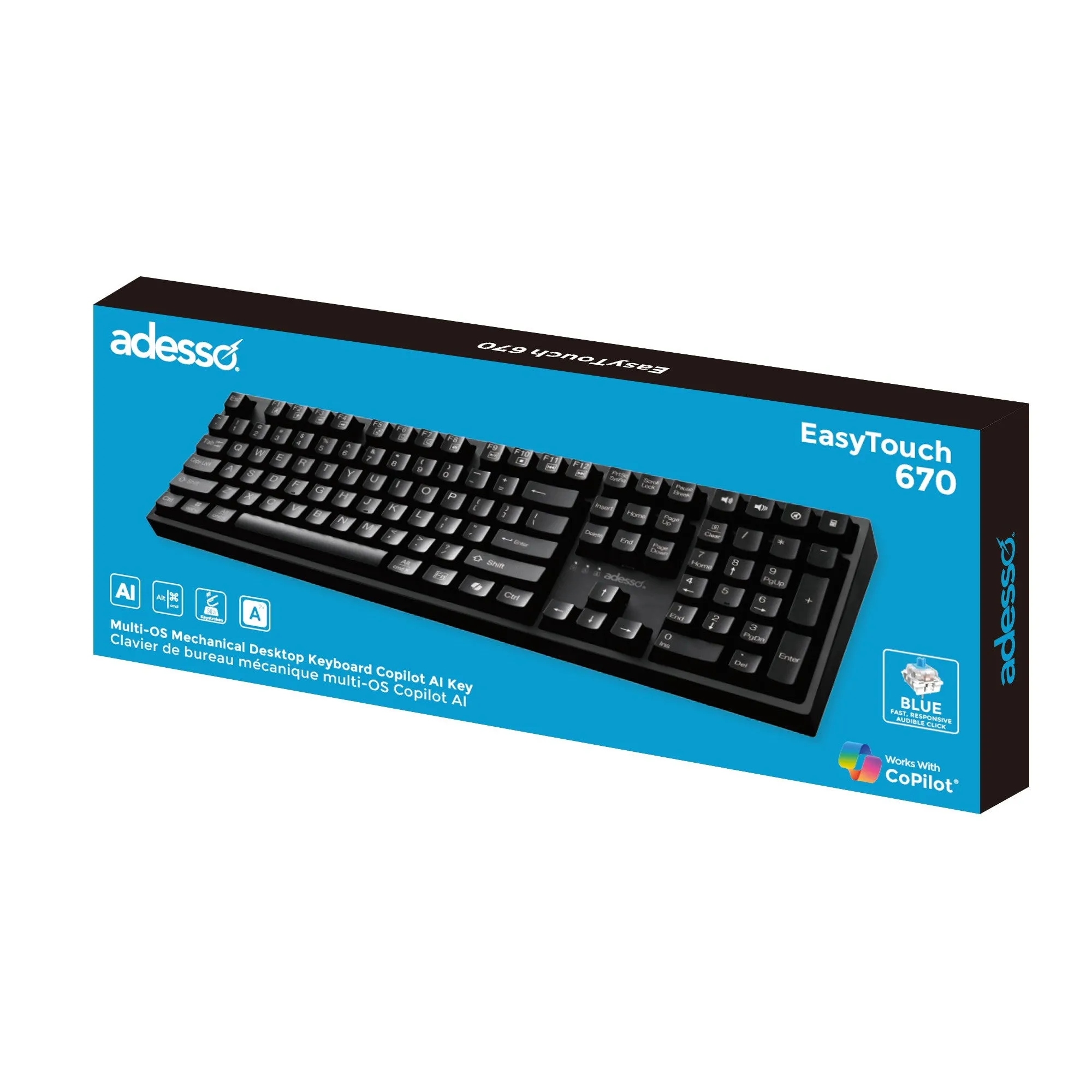 Adesso Multi OS Extra Large Print Desktop Mechanical keyboard - 15-12854