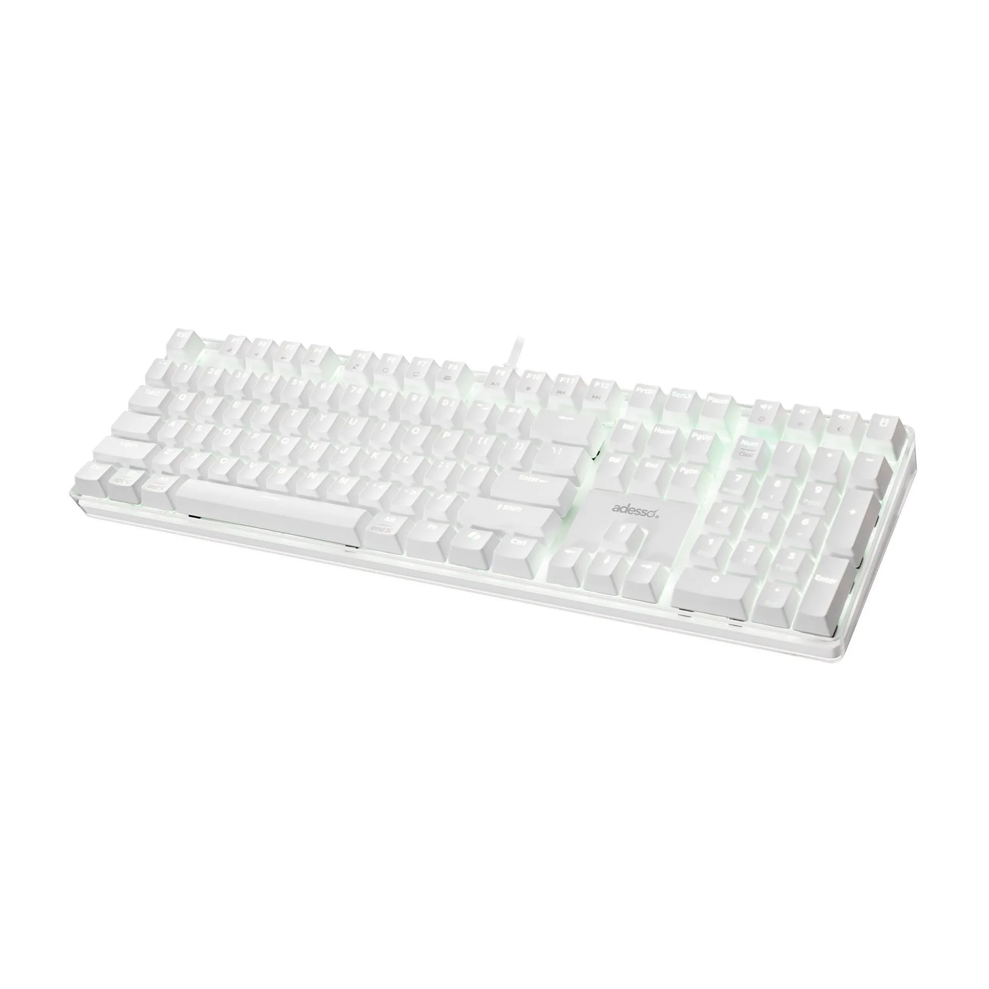 Adesso Multi OS Illuminated Desktop Mechanical Keyboard - White - 15-12855