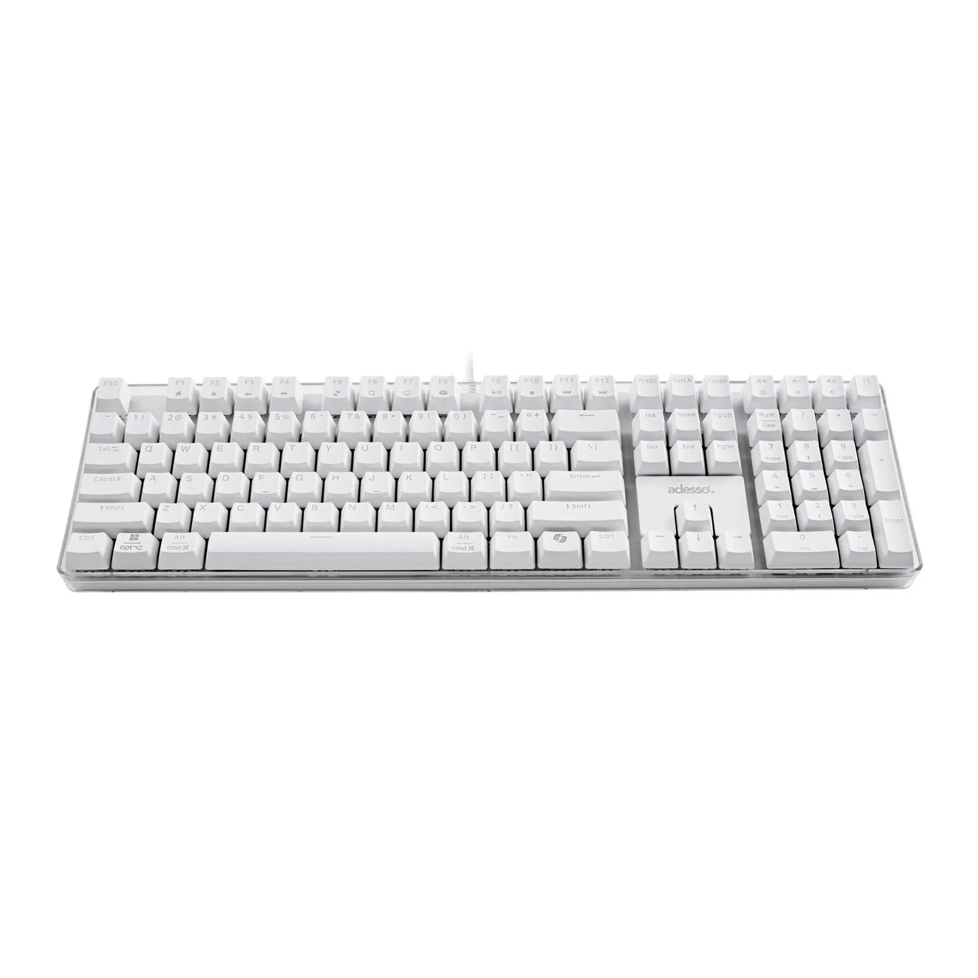 Adesso Multi OS Illuminated Desktop Mechanical Keyboard - White - 15-12855