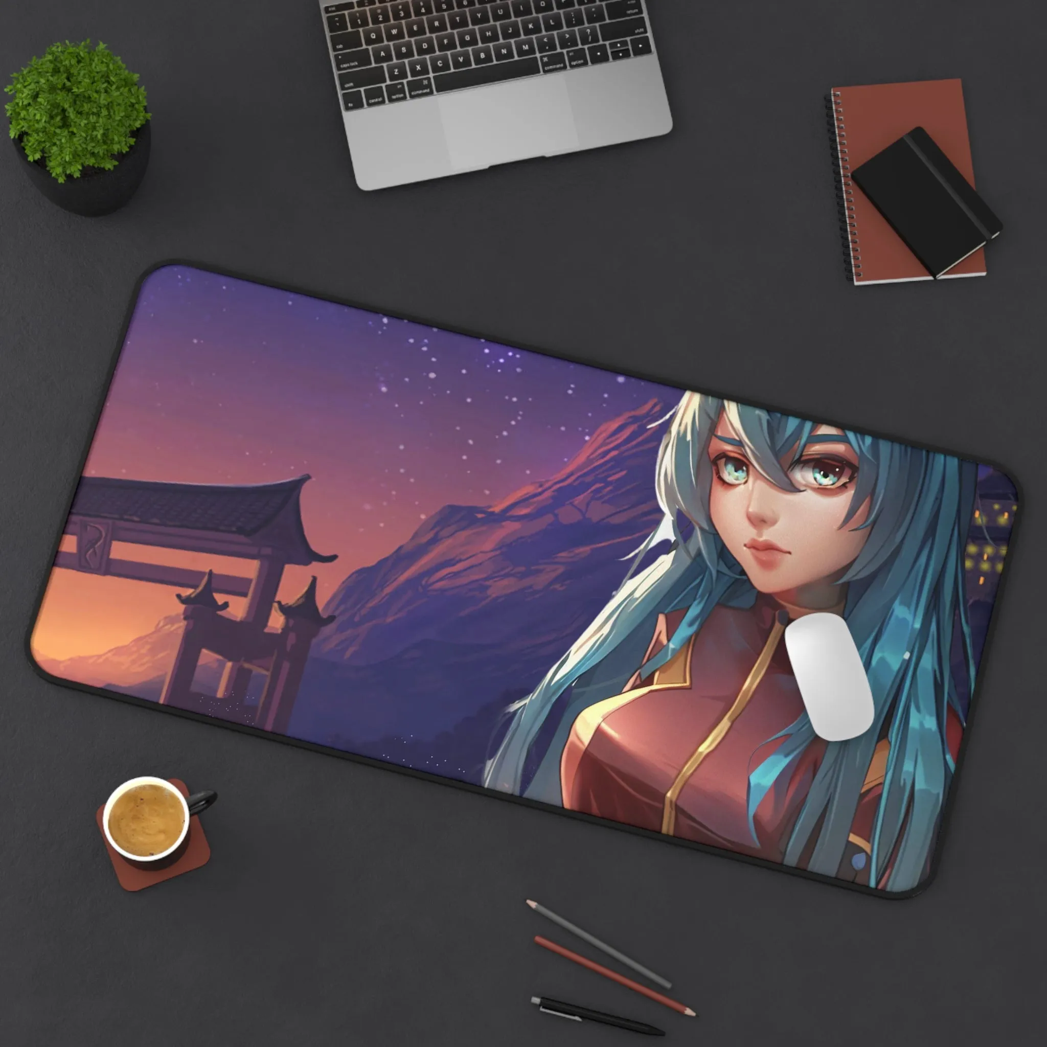 Anime Girl in Space Suit Large Computer Mouse Pad