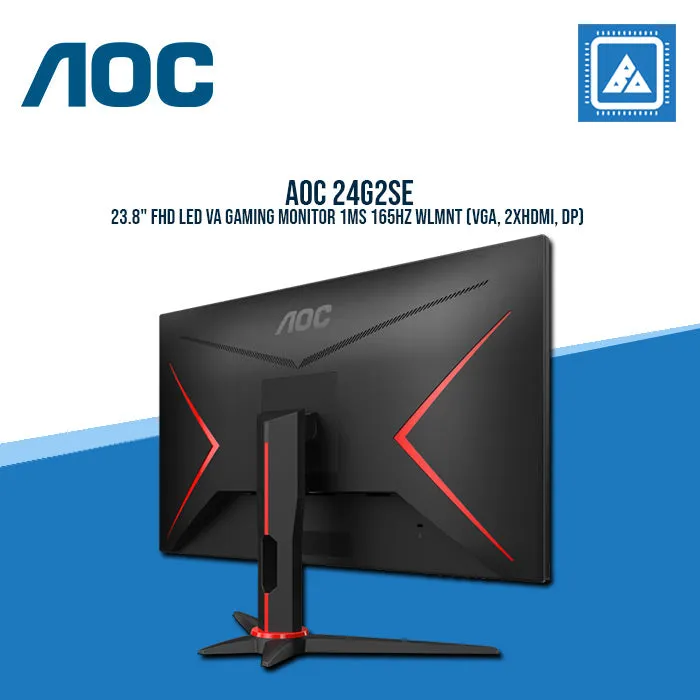 AOC 24G2SE 23.8" FHD LED VA GAMING MONITOR 1MS 165HZ WLMNT (VGA, 2XHDMI, DP)