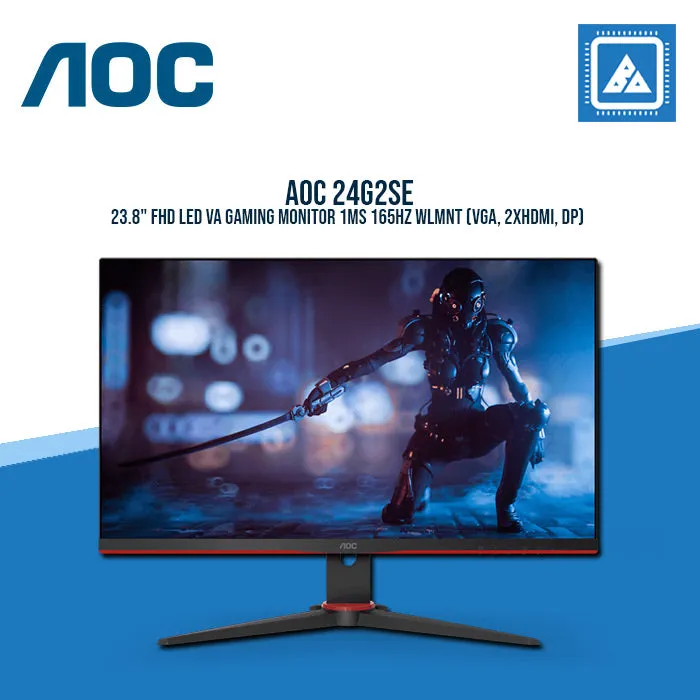 AOC 24G2SE 23.8" FHD LED VA GAMING MONITOR 1MS 165HZ WLMNT (VGA, 2XHDMI, DP)