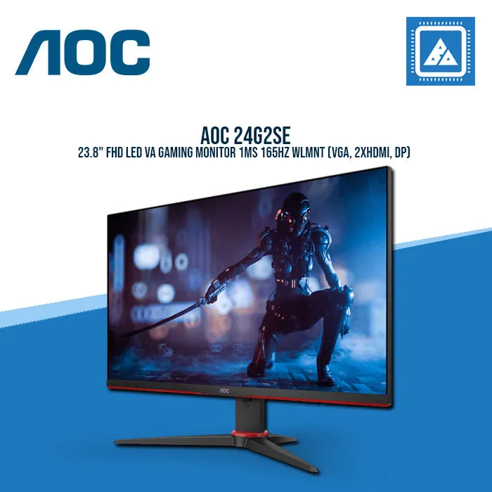 AOC 24G2SE 23.8" FHD LED VA GAMING MONITOR 1MS 165HZ WLMNT (VGA, 2XHDMI, DP)