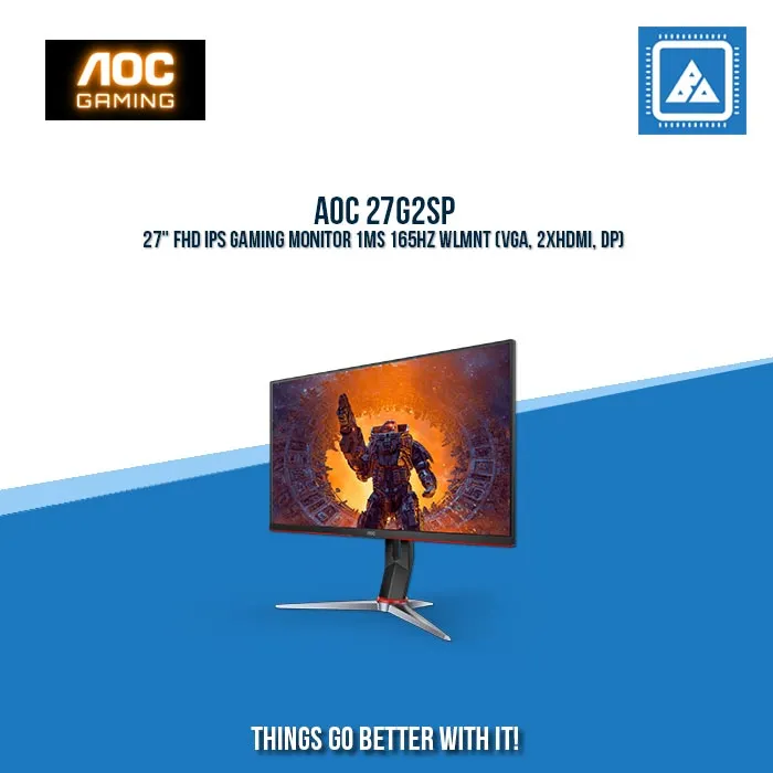 AOC 27G2SP 27" FHD IPS GAMING MONITOR 1MS 165HZ WLMNT (VGA, 2XHDMI, DP)