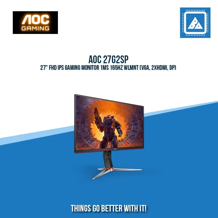 AOC 27G2SP 27" FHD IPS GAMING MONITOR 1MS 165HZ WLMNT (VGA, 2XHDMI, DP)