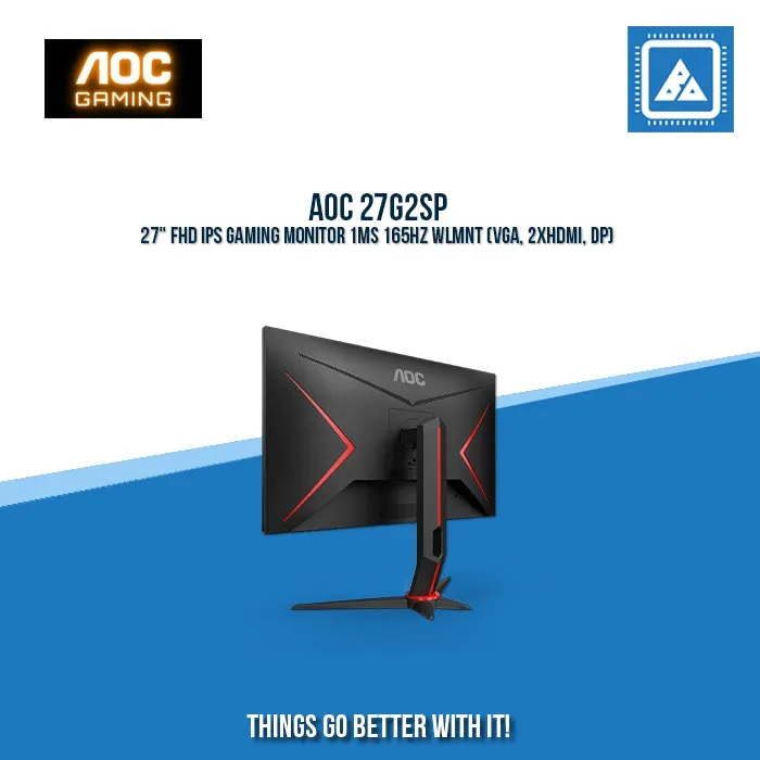 AOC 27G2SP 27" FHD IPS GAMING MONITOR 1MS 165HZ WLMNT (VGA, 2XHDMI, DP)