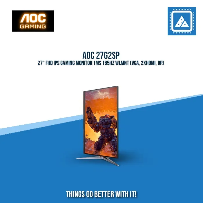 AOC 27G2SP 27" FHD IPS GAMING MONITOR 1MS 165HZ WLMNT (VGA, 2XHDMI, DP)