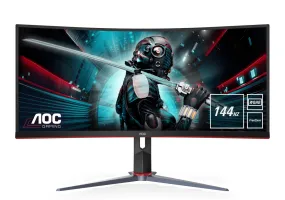 AOC CU34G2X 34" UltraWide QHD Curved Gaming Monitor, 1ms, 21:9, 80M:1-Contrast - CU34G2X-B (Certified Refurbished)