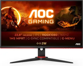 AOC Gaming Monitor 24" Full HD, 165Hz, IPS, 1ms MPRT, Height Adjust, Freesync Premium, Speaker, HDMI, DP, USB - 24G2SPU/BK