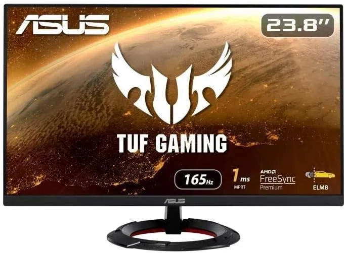 Asus 23.8" TUF Gaming Monitor (VG249Q1R), IPS, 1920 x 1080, 1ms, 2 HDMI, DP, 165Hz, FreeSync, Shadow Boost, VESA