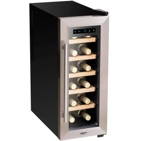 Baridi 12 Bottle Wine Cooler with Digital Touch Screen Controls & LED Light, Stainless Steel - DH28