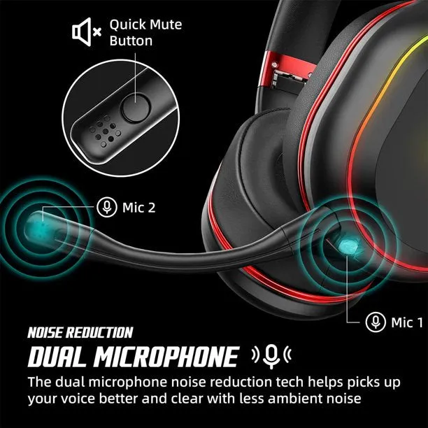 BOLT AXTION Wireless Gaming Headset with Detachable Noise Canceling Microphone