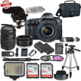 Canon Eos 5D Mark IV Digital SLR Camera Bundle with EF 24-105mm f/4L Is II USM Lens   Canon EF 50mm f/1.8 STM Lens   Tamron Zoom AF 70-300mm f/4-5.6