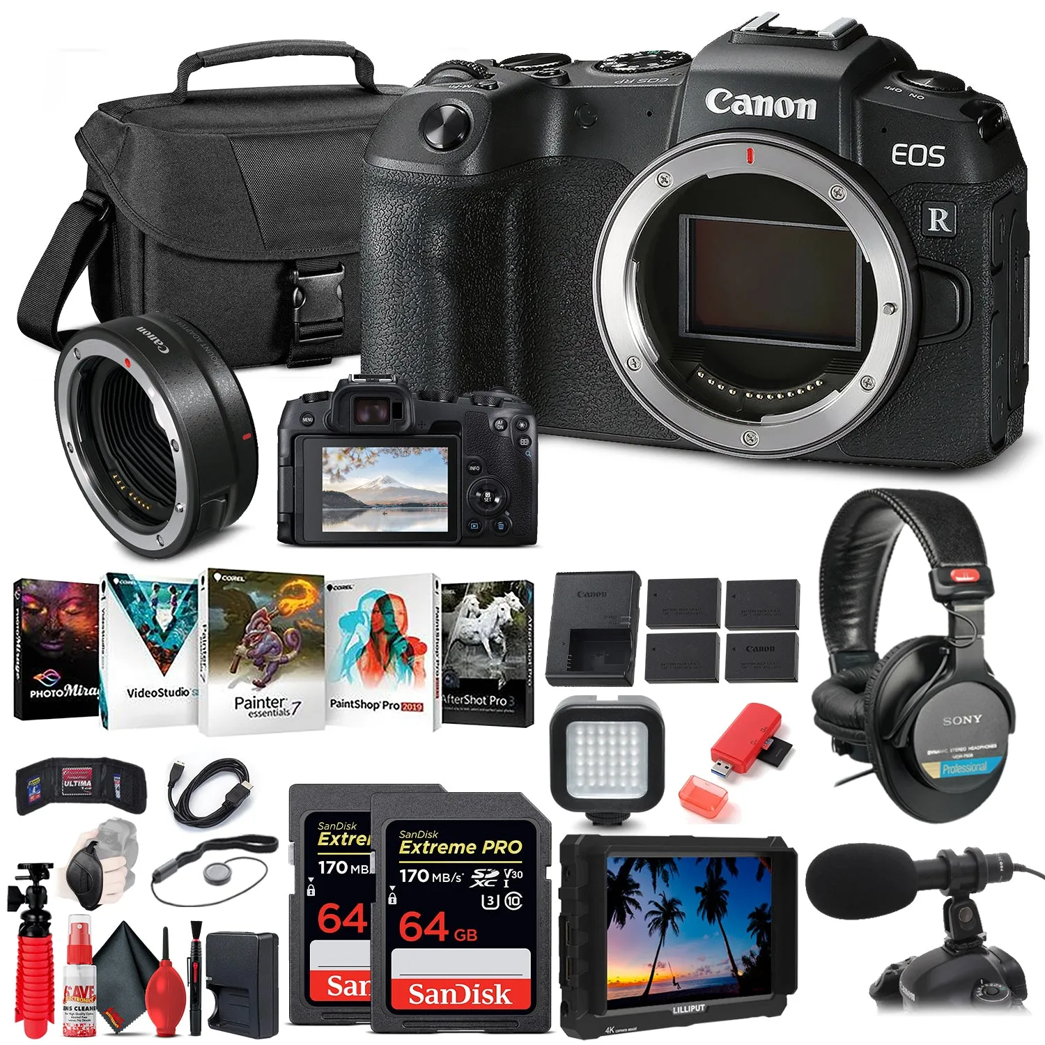 Canon EOS RP Mirrorless Digital Camera (3380C002)   4K Monitor Bundle