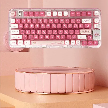 CoolKiller CK75 Pink Transparent Three Mode Mechanical Keyboard