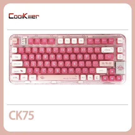 CoolKiller CK75 Pink Transparent Three Mode Mechanical Keyboard