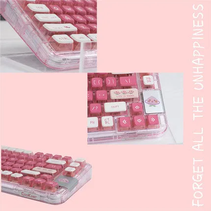 CoolKiller CK75 Pink Transparent Three Mode Mechanical Keyboard