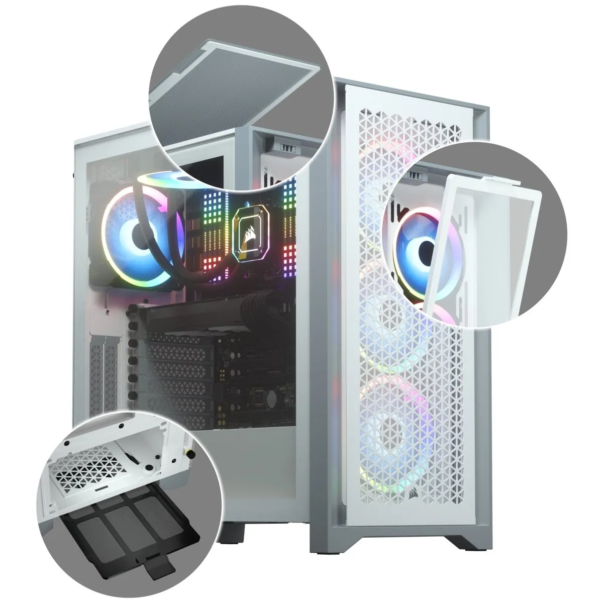 Corsair Carbide Series 4000D Airflow ATX Tempered Glass White, 2x 120mm Fans pre-installed. USB 3.0 x 2, Audio I/O. Case