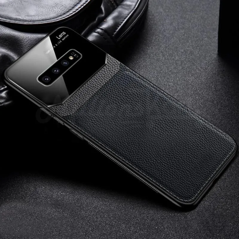 Galaxy S10 Plus Sleek Slim Leather Glass Case