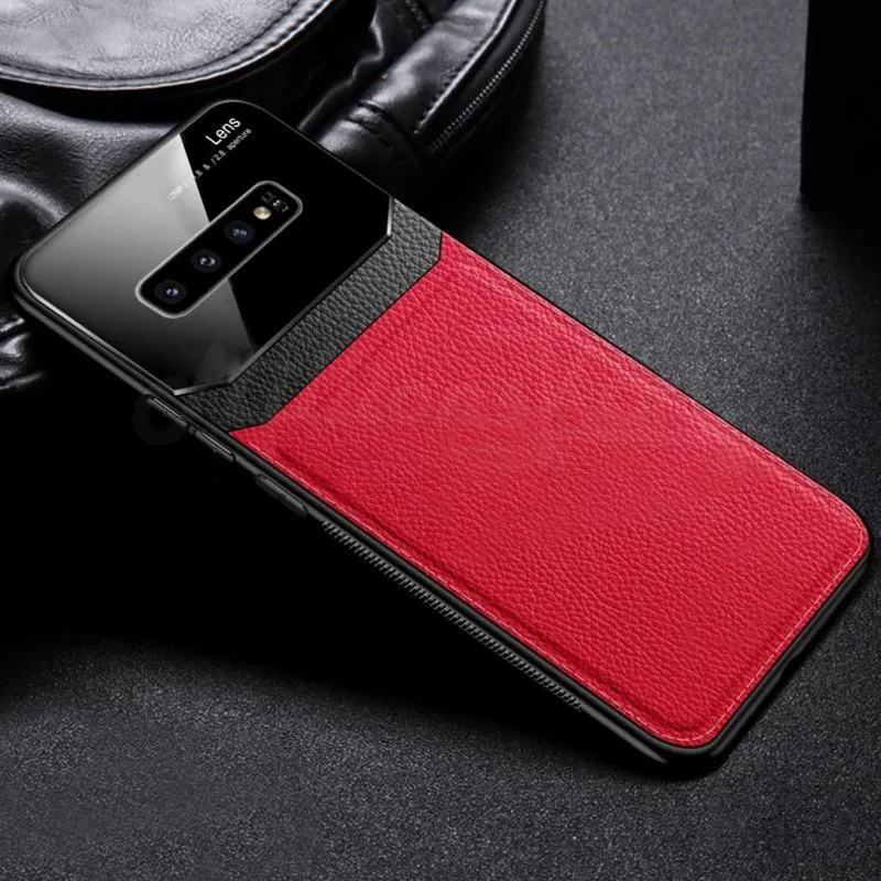 Galaxy S10 Plus Sleek Slim Leather Glass Case