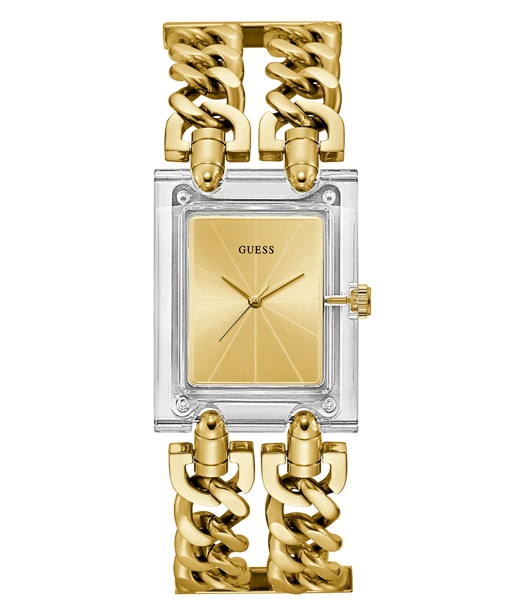 GUESS Ladies Gold Tone Clear Analog Watch