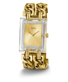 GUESS Ladies Gold Tone Clear Analog Watch