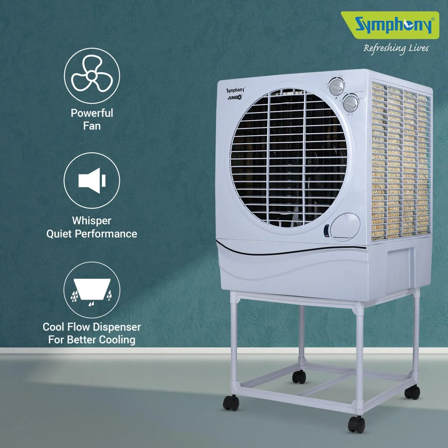 Jumbo 51 Room Desert Air Cooler 51-litres with Trolley 