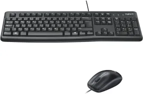 Logitech MK120 Wired Keyboard and Mouse Combo for Windows, Optical Wired Mouse, Full-Size Keyboard, USB Plug-and-Play, Compatible with PC, Laptop