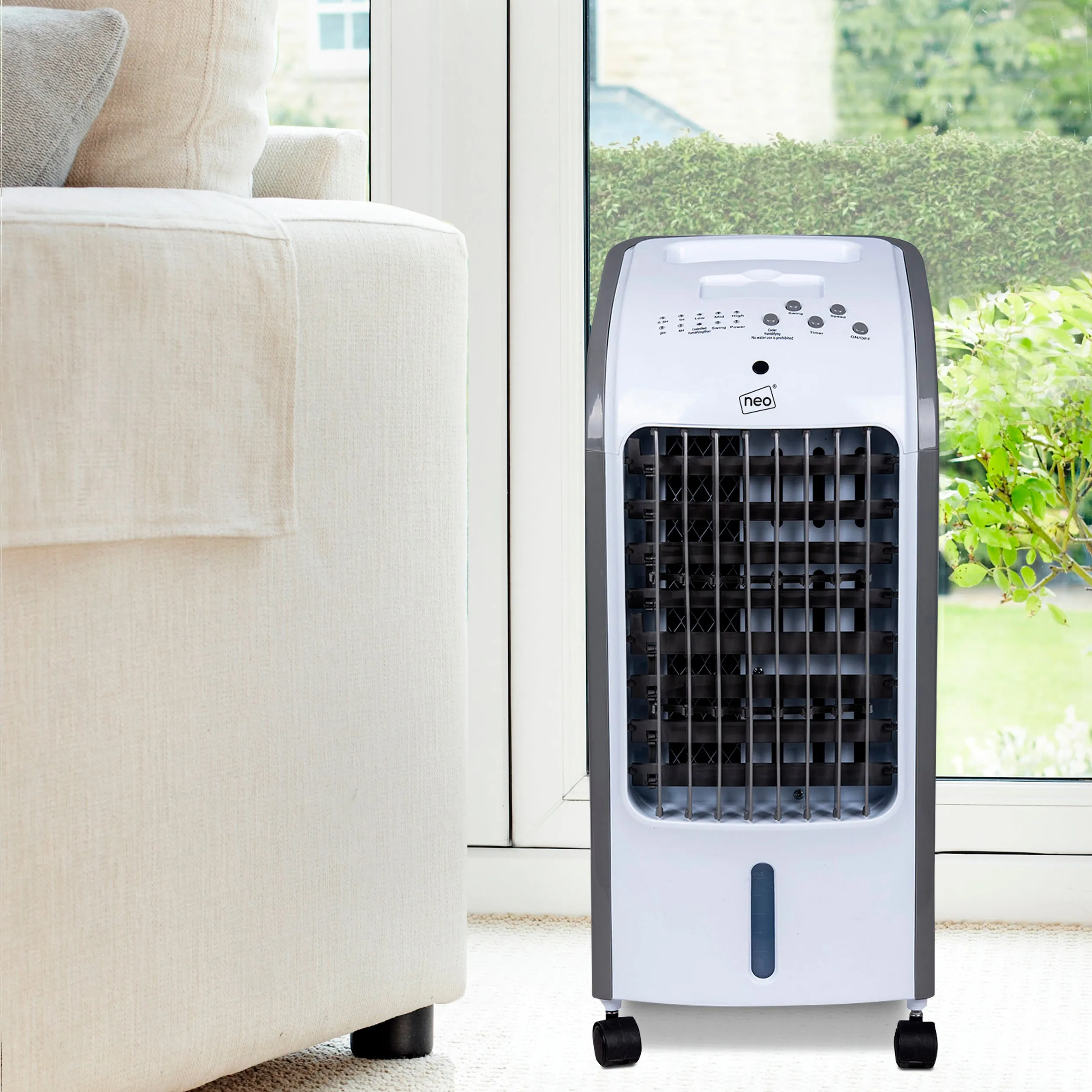 Neo White 4 Litre 80W Oscillating Portable Evaporative Cooler Fan with Remote Control