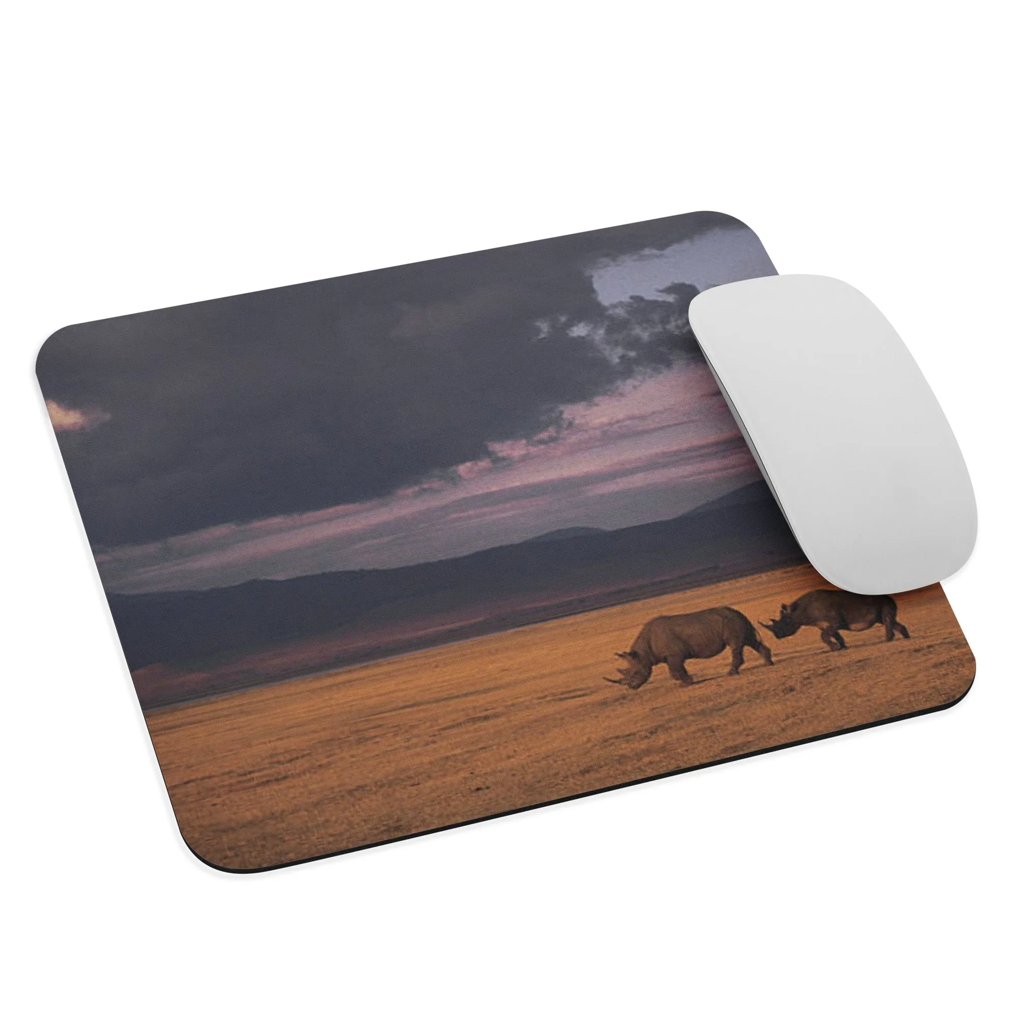 Padded Non-Slip Mousepad - Traveling Rhinos