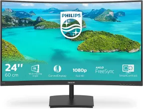 Philips 24" Full HD Curved Monitor 75Hz, VA, 4ms, AMD FreeSync, SmartImage, LowBlue Mode, HDMI, VGA, 241E1SC/00