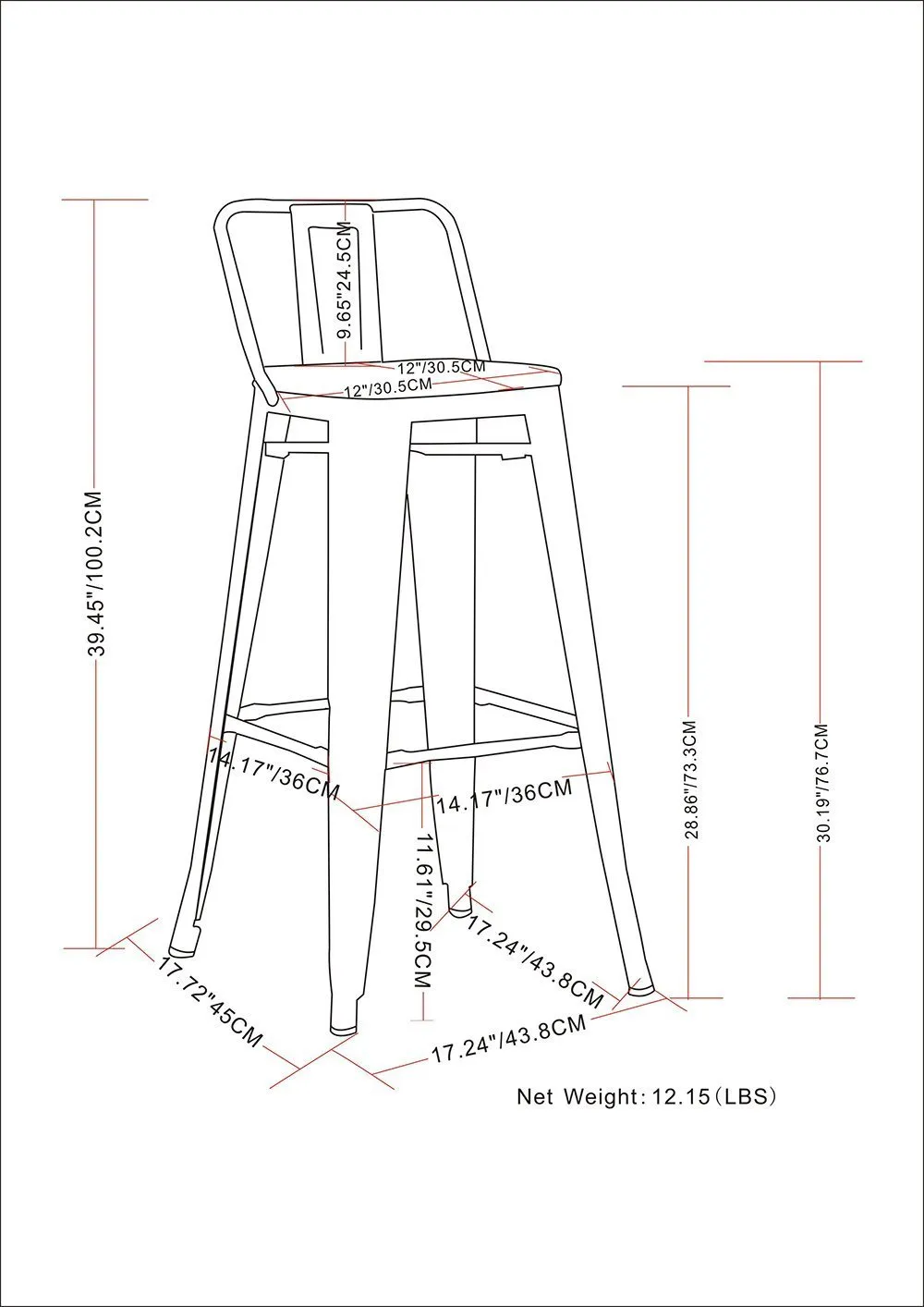 Rayne 30 inch Metal Bar Stool (Set of 2)