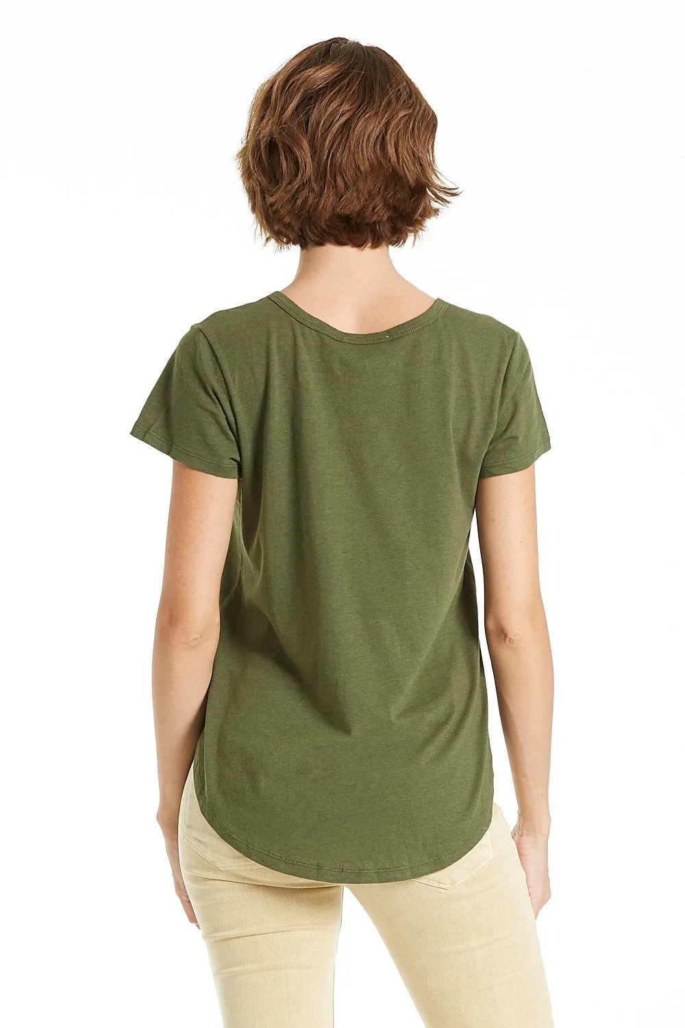 SPLIT NECK TOP | CHIVE