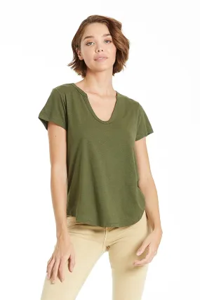 SPLIT NECK TOP | CHIVE