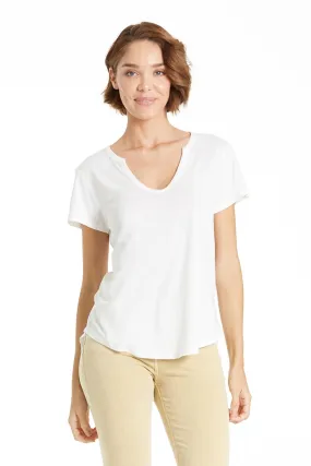 SPLIT NECK TOP | WHITE