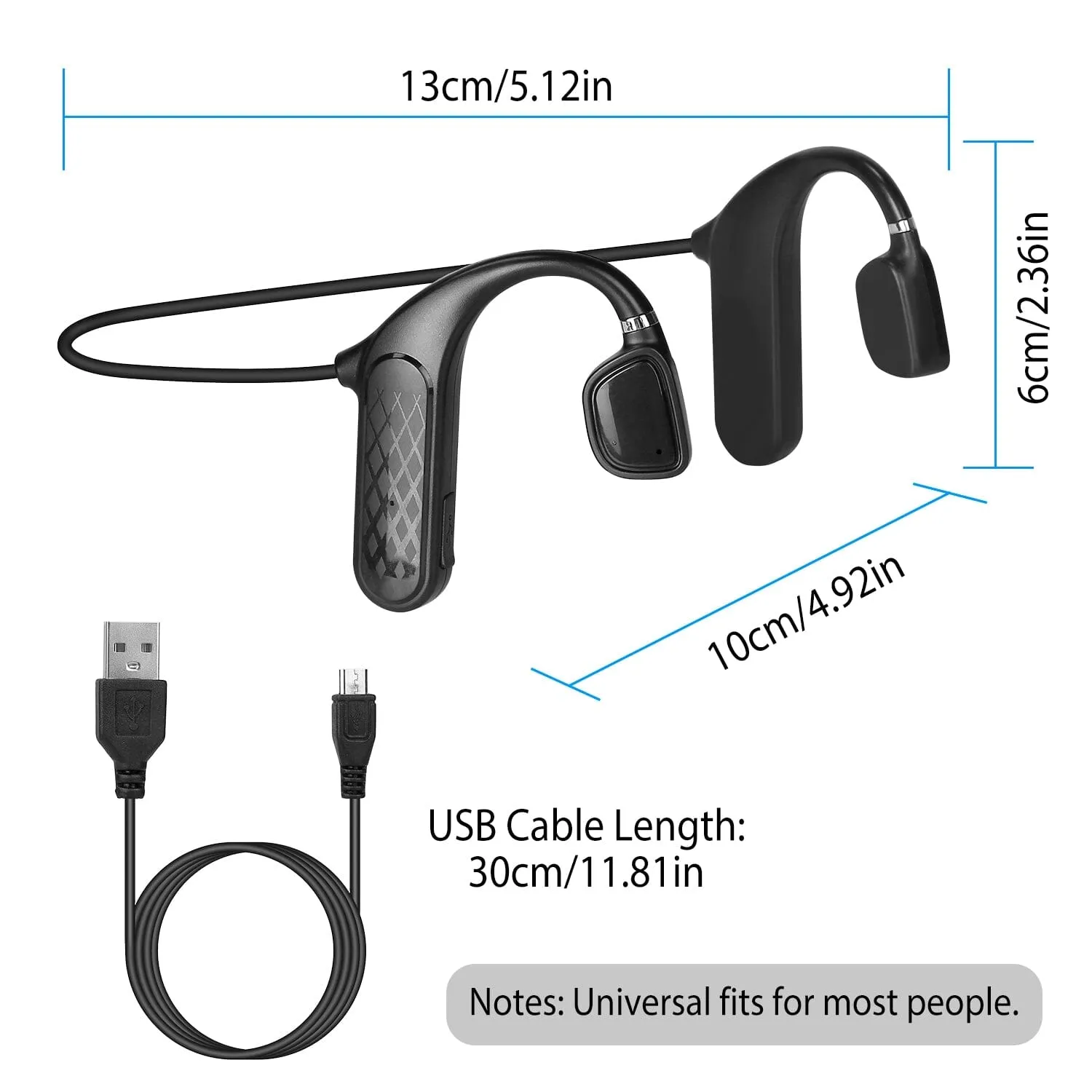 Wireless V5.1 Bone Conduction Earphones with Sensitive Mic